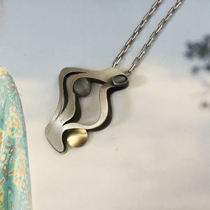 Artisan Crafted Christophe Poly Moonstone and Brushed Aluminum Necklace